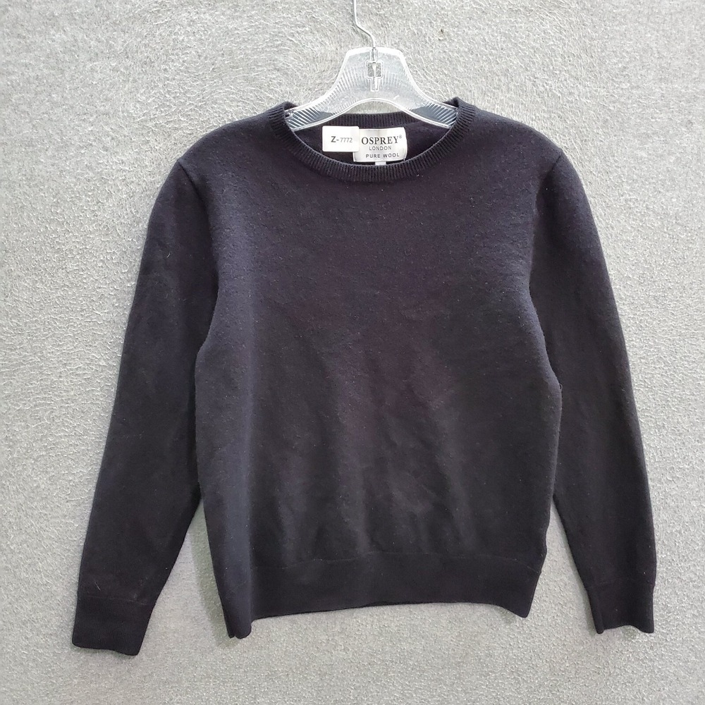 Osprey London Girls‎ Sweater Large Black Pure 100% Wool Long Sleeve Crew Neck